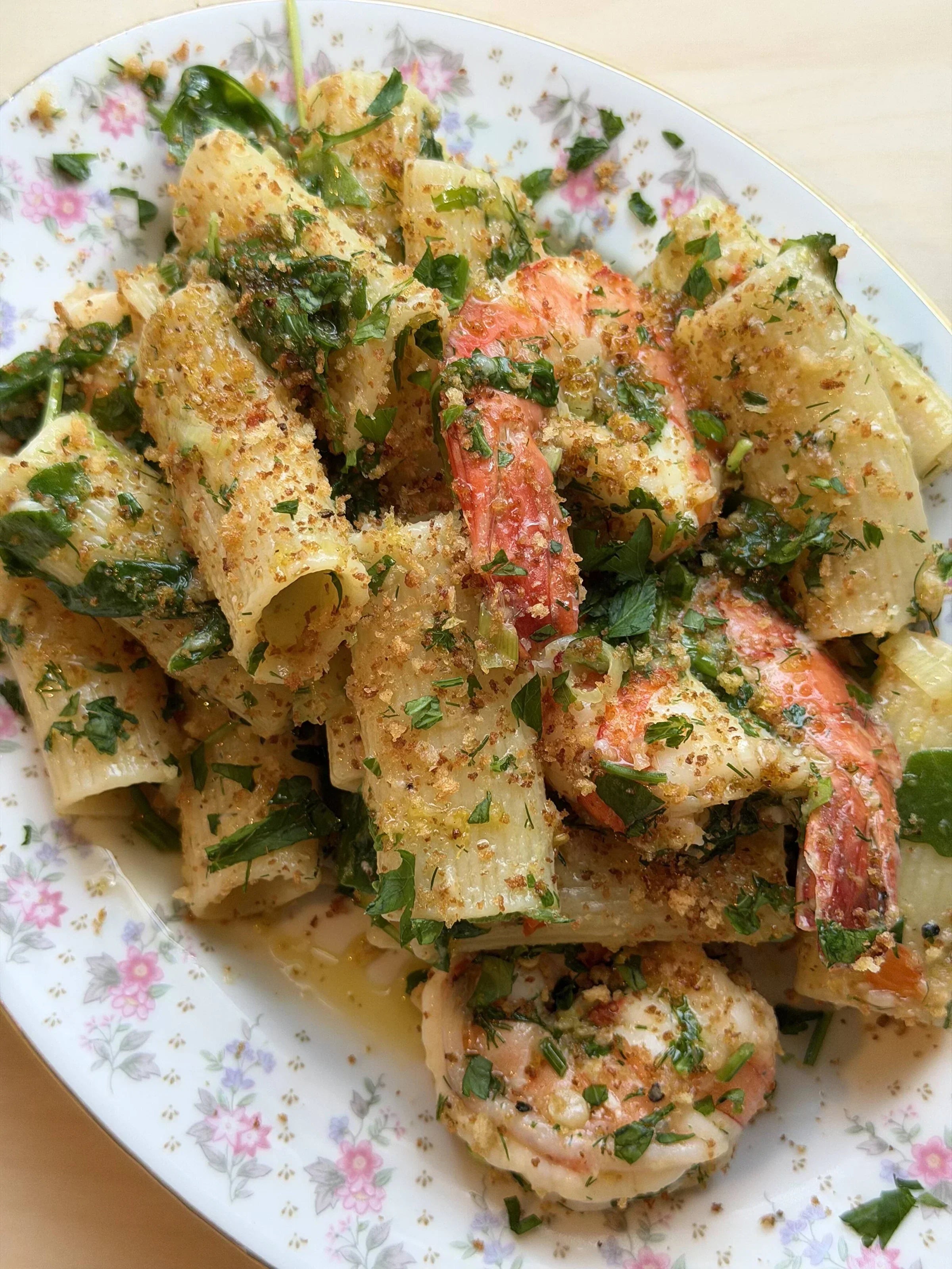 Herby Shrimp Pasta with Toasted Panko