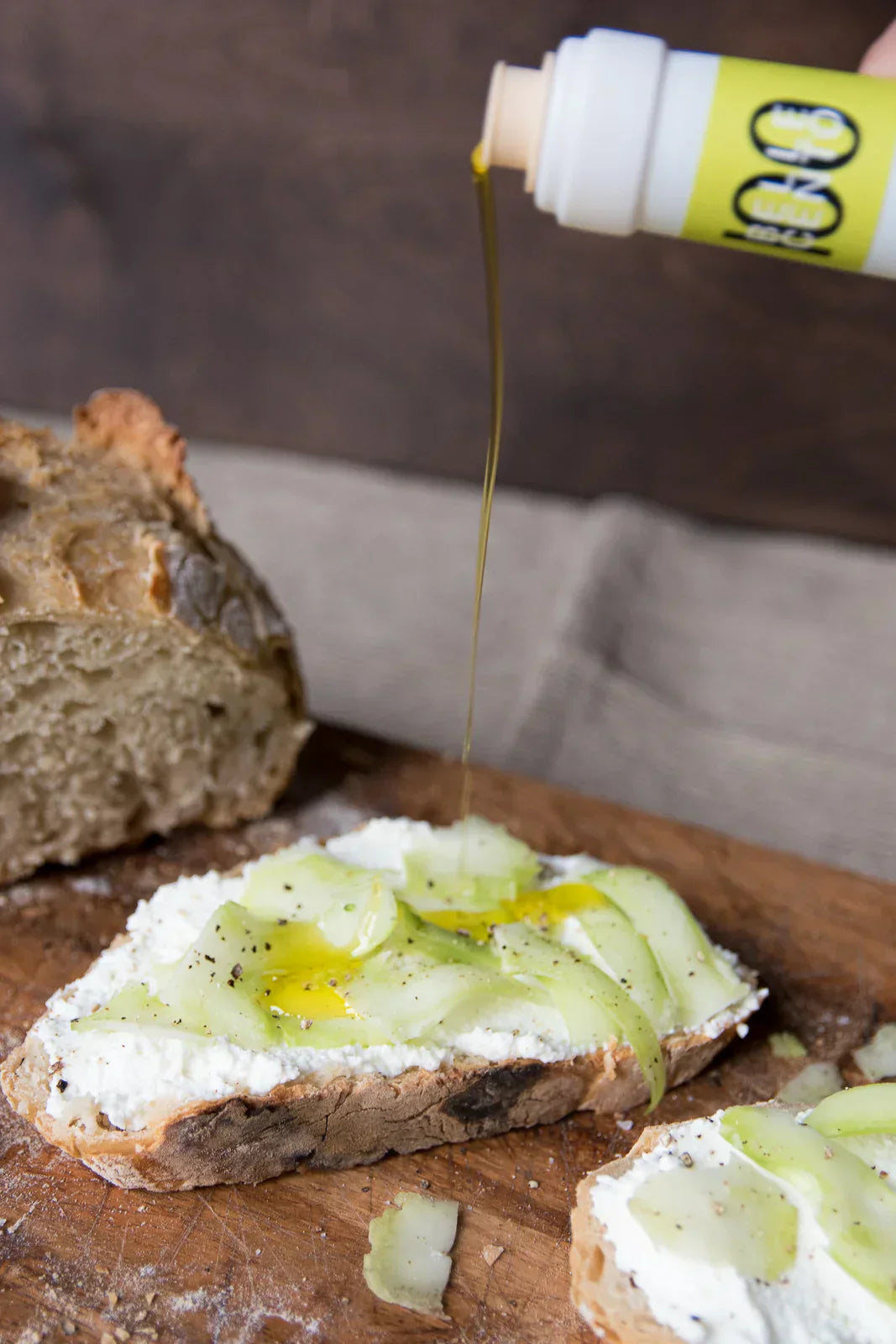 Ricotta Toast With Shaved Broccoli Stems